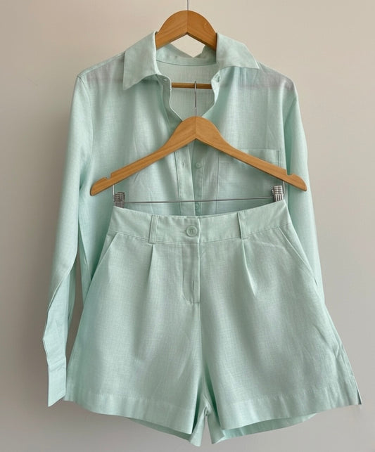 Capri Pastel Linen Set - Lime Green
