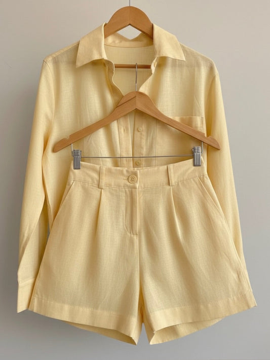 Capri Pastel Linen Set - Butter Yellow